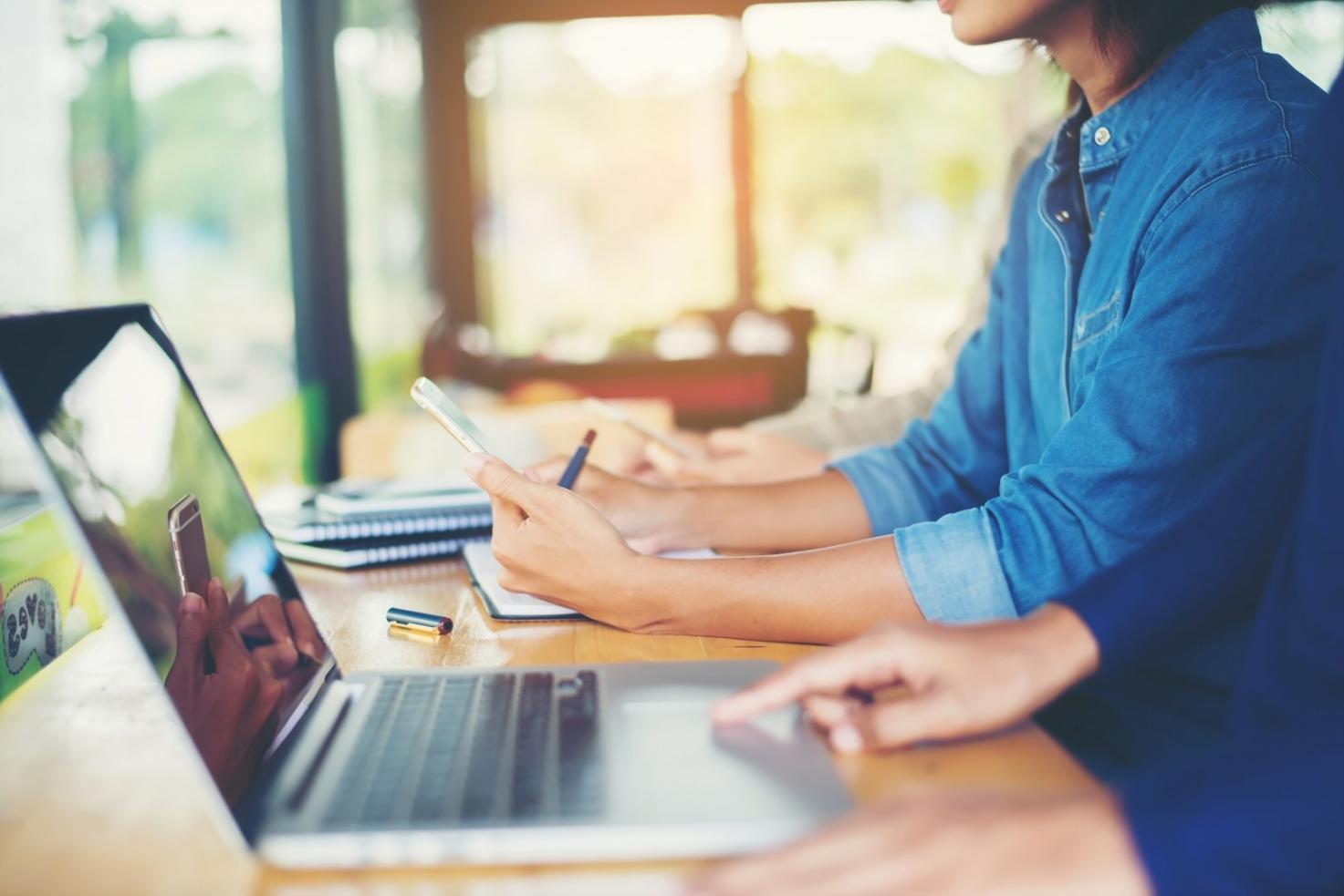Budget planning workspace with documents and calculator